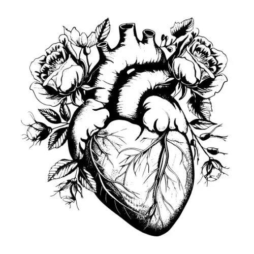 Anatomical Flroal Heart Silhouette SVG Design | SVG Files for Cricut & Print