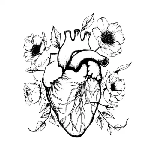 Anatomical Flroal Heart Silhouette SVG Design | SVG Files for Cricut & Print