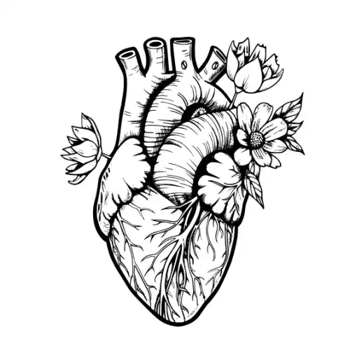 Anatomical Flroal Heart Silhouette SVG Design | SVG Files for Cricut & Print