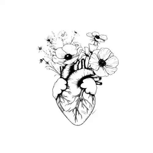 Anatomical Flroal Heart Silhouette SVG Design | SVG Files for Cricut & Print