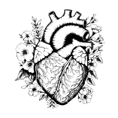 Anatomical Flroal Heart Silhouette SVG Design | SVG Files for Cricut & Print