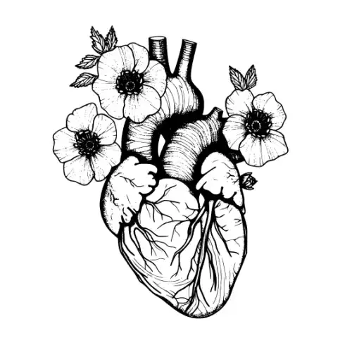 Anatomical Flroal Heart Silhouette SVG Design | SVG Files for Cricut & Print