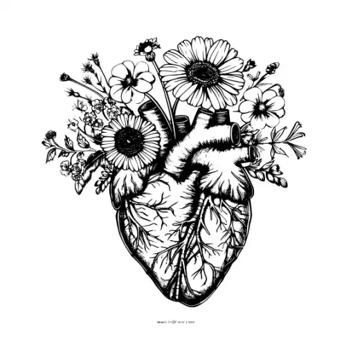 Anatomical Flroal Heart Silhouette SVG Design | SVG Files for Cricut & Print