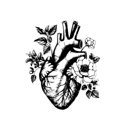 Anatomical Flroal Heart Silhouette SVG Design | SVG Files for Cricut & Print