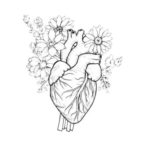 Anatomical Flroal Heart Silhouette SVG Design | SVG Files for Cricut & Print