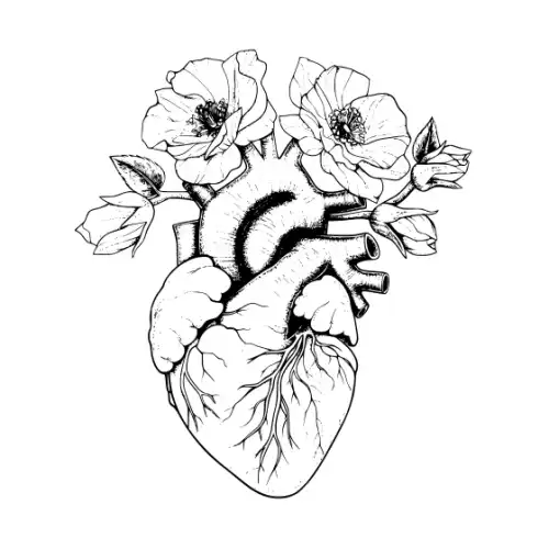 Anatomical Flroal Heart Silhouette SVG Design | SVG Files for Cricut & Print