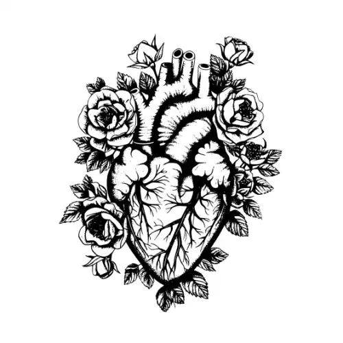 Anatomical Flroal Heart Silhouette SVG Design | SVG Files for Cricut & Print