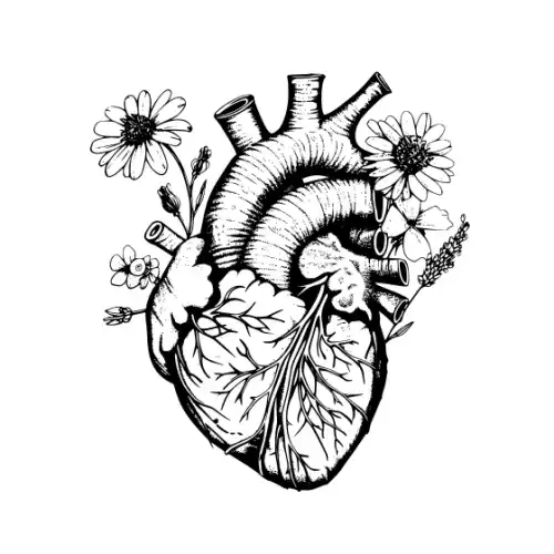 Anatomical Flroal Heart Silhouette SVG Design | SVG Files for Cricut & Print