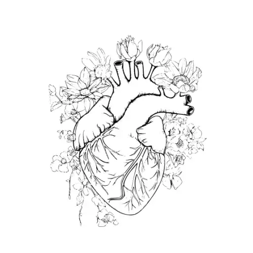 Anatomical Flroal Heart Silhouette SVG Design | SVG Files for Cricut & Print