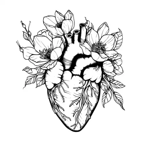 Anatomical Flroal Heart Silhouette SVG Design | SVG Files for Cricut & Print