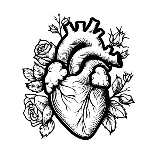 Anatomical Flroal Heart Silhouette SVG Design | SVG Files for Cricut & Print