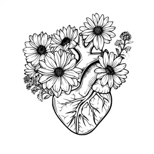 Anatomical Flroal Heart Silhouette SVG Design | SVG Files for Cricut & Print