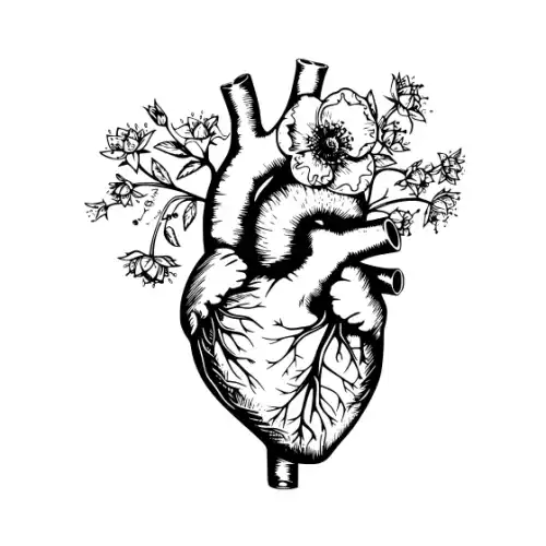Anatomical Flroal Heart Silhouette SVG Design | SVG Files for Cricut & Print