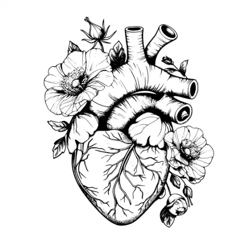 Anatomical Flroal Heart Silhouette SVG Design | SVG Files for Cricut & Print