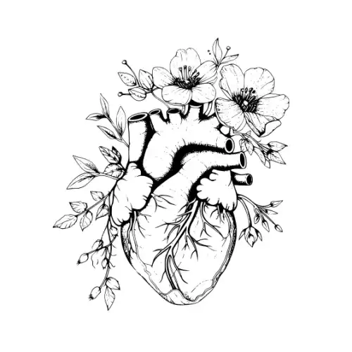 Anatomical Flroal Heart Silhouette SVG Design | SVG Files for Cricut & Print