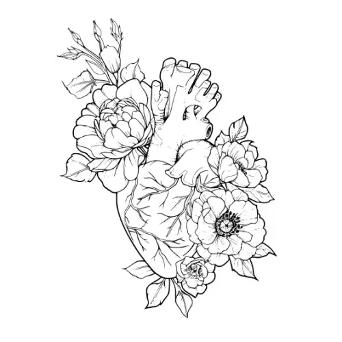 Anatomical Flroal Heart Silhouette SVG Design | SVG Files for Cricut & Print