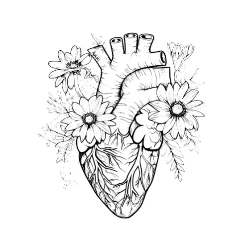 Anatomical Flroal Heart Silhouette SVG Design | SVG Files for Cricut & Print