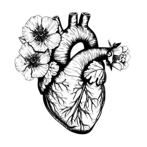 Anatomical Flroal Heart Silhouette SVG Design | SVG Files for Cricut & Print