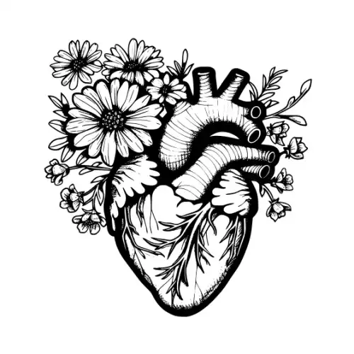 Anatomical Flroal Heart Silhouette SVG Design | SVG Files for Cricut & Print