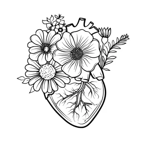 Anatomical Flroal Heart Silhouette SVG Design | SVG Files for Cricut & Print