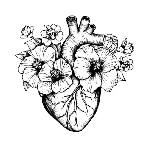 Anatomical Flroal Heart Silhouette SVG Design | SVG Files for Cricut & Print