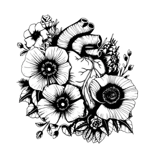Anatomical Flroal Heart Silhouette SVG Design | SVG Files for Cricut & Print