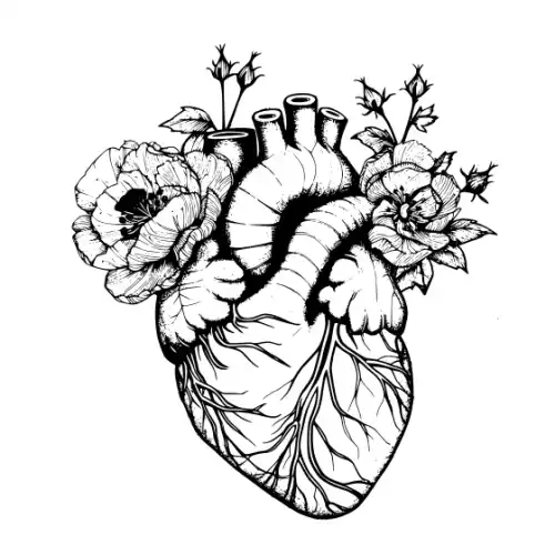 Anatomical Flroal Heart Silhouette SVG Design | SVG Files for Cricut & Print