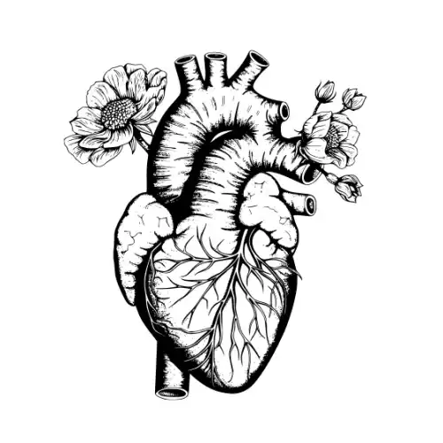 Anatomical Flroal Heart Silhouette SVG Design | SVG Files for Cricut & Print