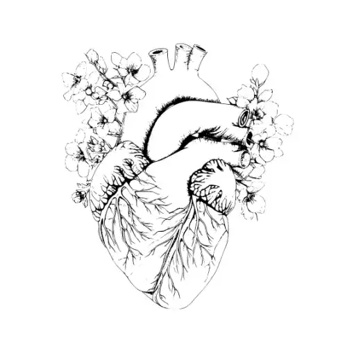 Anatomical Flroal Heart Silhouette SVG Design | SVG Files for Cricut & Print