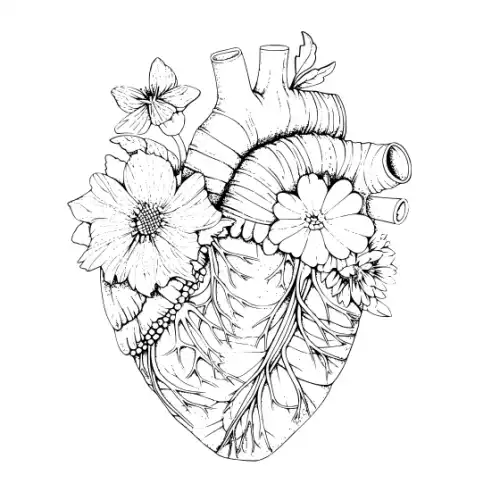 Anatomical Flroal Heart Silhouette SVG Design | SVG Files for Cricut & Print