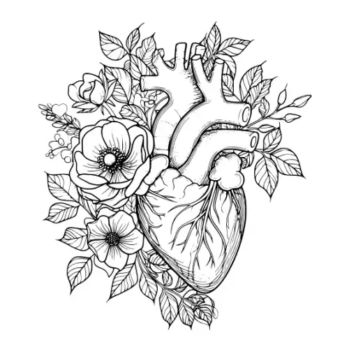 Anatomical Flroal Heart Silhouette SVG Design | SVG Files for Cricut & Print
