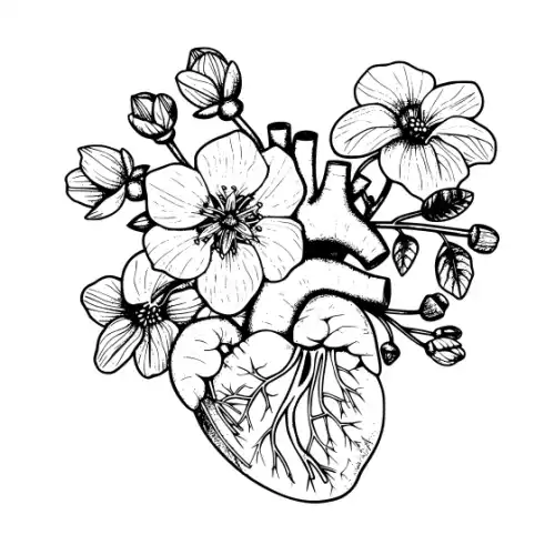 Anatomical Flroal Heart Silhouette SVG Design | SVG Files for Cricut & Print