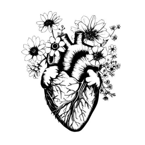 Anatomical Flroal Heart Silhouette SVG Design | SVG Files for Cricut & Print