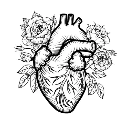 Anatomical Flroal Heart Silhouette SVG Design | SVG Files for Cricut & Print