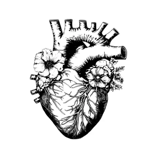 Anatomical Flroal Heart Silhouette SVG Design | SVG Files for Cricut & Print