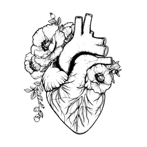 Anatomical Flroal Heart Silhouette SVG Design | SVG Files for Cricut & Print