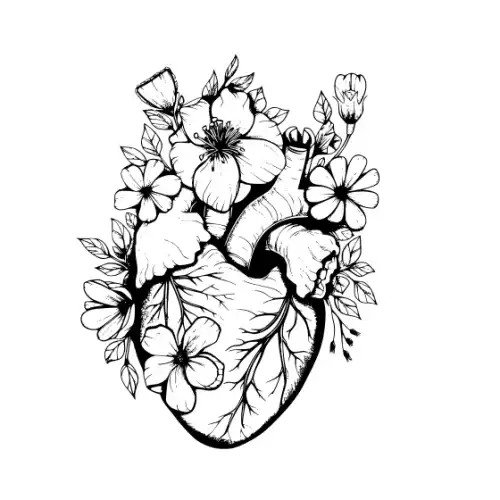 Anatomical Flroal Heart Silhouette SVG Design | SVG Files for Cricut & Print