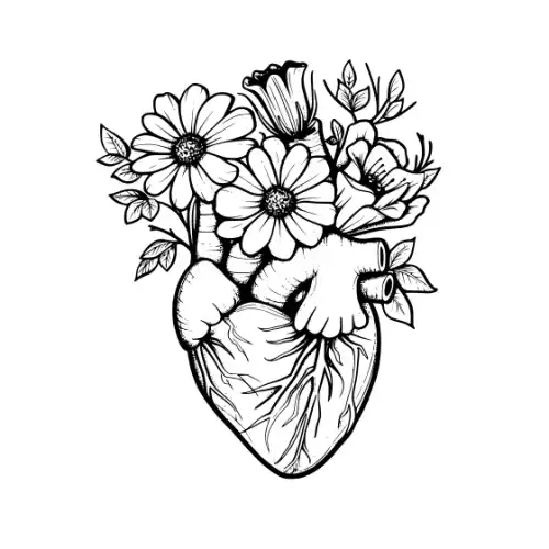 Anatomical Flroal Heart Silhouette SVG Design | SVG Files for Cricut & Print