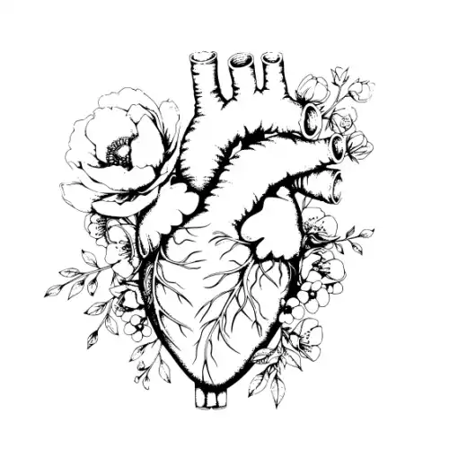 Anatomical Flroal Heart Silhouette SVG Design | SVG Files for Cricut & Print