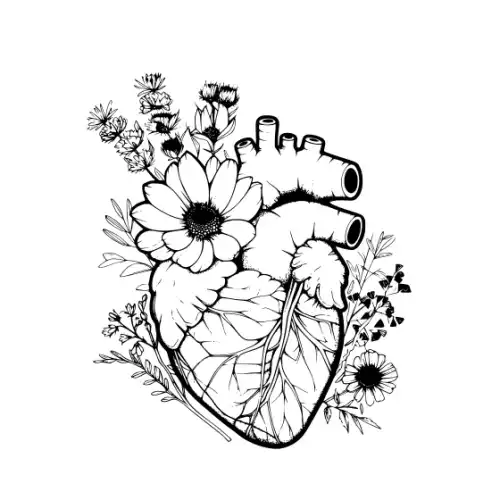 Anatomical Flroal Heart Silhouette SVG Design | SVG Files for Cricut & Print