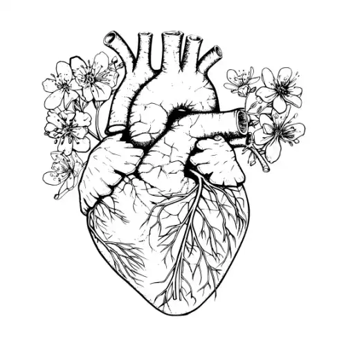 Anatomical Flroal Heart Silhouette SVG Design | SVG Files for Cricut & Print