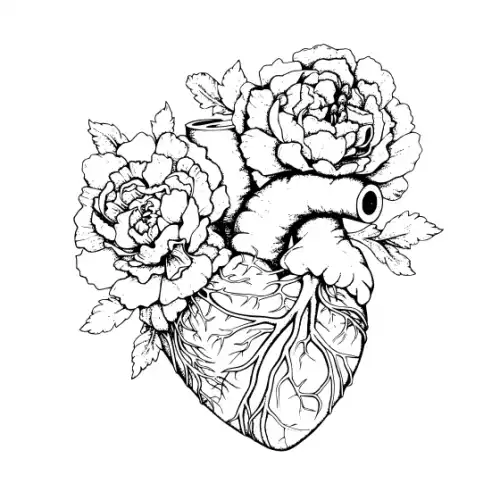 Anatomical Flroal Heart Silhouette SVG Design | SVG Files for Cricut & Print