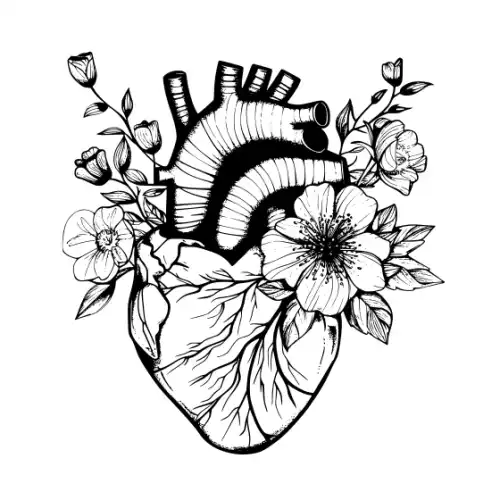 Anatomical Flroal Heart Silhouette SVG Design | SVG Files for Cricut & Print
