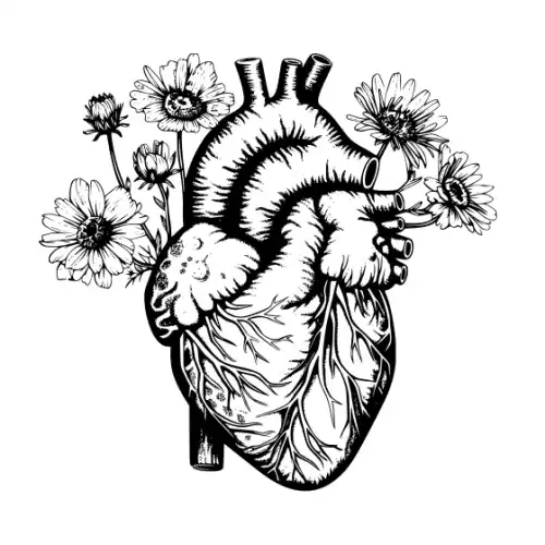 Anatomical Flroal Heart Silhouette SVG Design | SVG Files for Cricut & Print
