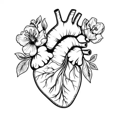 Anatomical Flroal Heart Silhouette SVG Design | SVG Files for Cricut & Print