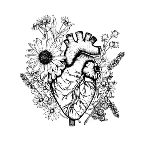 Anatomical Flroal Heart Silhouette SVG Design | SVG Files for Cricut & Print