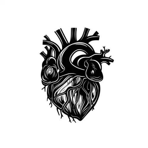 Anatomical Flroal Heart Silhouette SVG Design | SVG Files for Cricut & Print