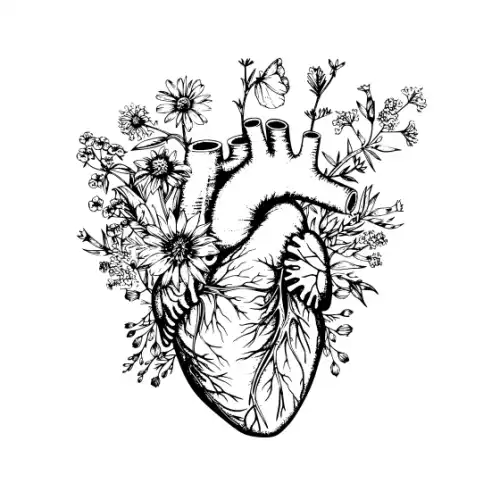 Anatomical Flroal Heart Silhouette SVG Design | SVG Files for Cricut & Print