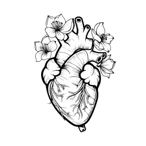 Anatomical Flroal Heart Silhouette SVG Design | SVG Files for Cricut & Print
