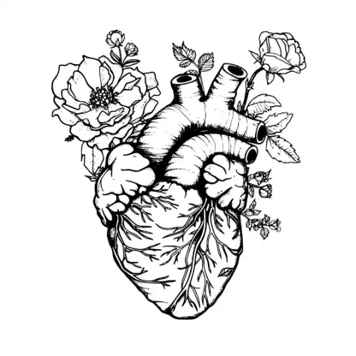 Anatomical Flroal Heart Silhouette SVG Design | SVG Files for Cricut & Print